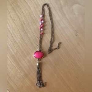 Coral long beaded necklace